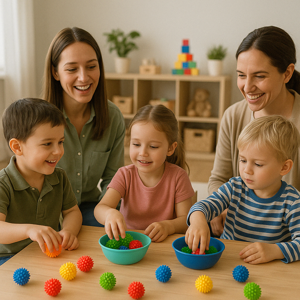 Therapy session with multiple children